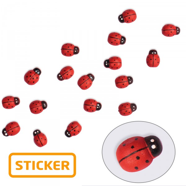 Glückskäfer mit Klebepunkt, Rot/Schwarz, 50 Stück im Beutel
