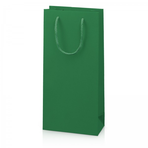 Papiertragetasche „Linea“ Grün mit Streifenprägung 2er