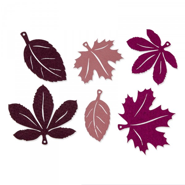 Filzsortiment „Herbstblätter“ Altrosa/Beere/Purpur, 6 Stück im Set