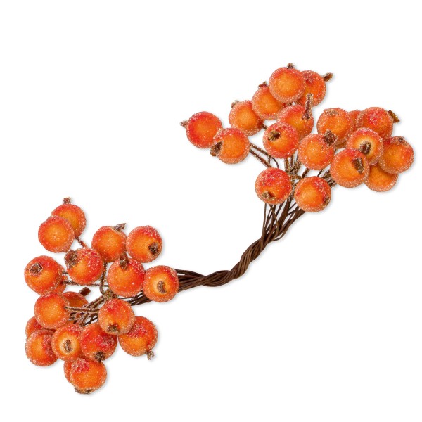 Beeren am Draht „Orange“ 40 Stück pro Bund