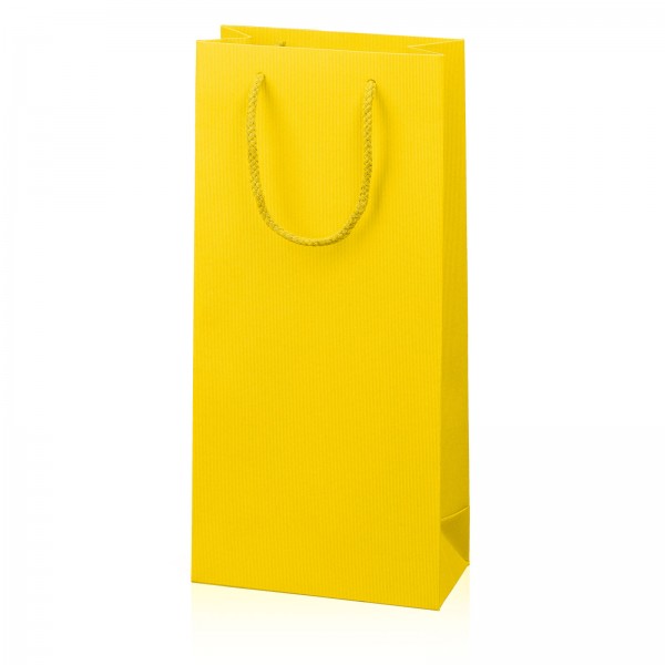 Papiertragetasche „Linea“ Gelb mit Streifenprägung 2er