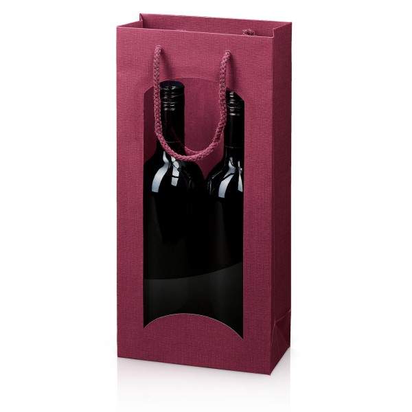 Papiertragetasche „Satina“ Bordeaux mit Fenster 2er